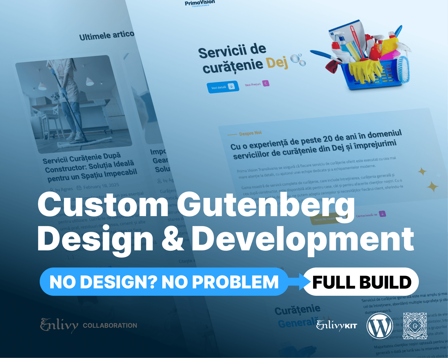 Dezvoltare WordPress rapidă și design direct în browser pentru servicii locale